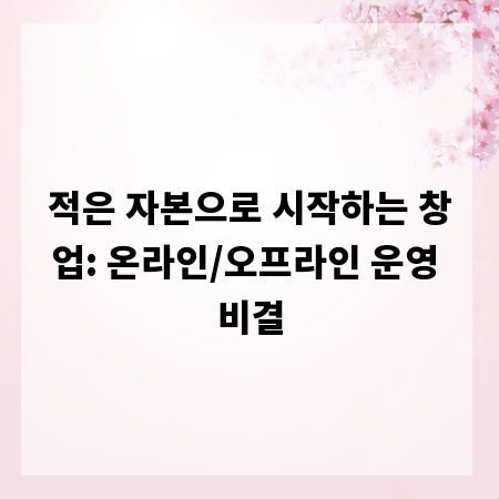 적은 자본으로 시작하는 창업: 온라인/오프라인 운영 비결