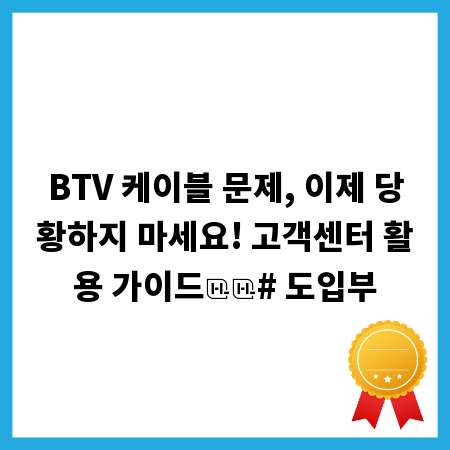 BTV 케이블 문제, 이제 당황하지 마세요! 고객센터 활용 가이드

# 도입부