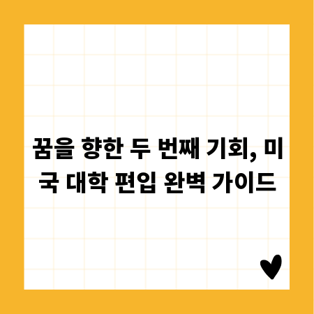 꿈을 향한 두 번째 기회, 미국 대학 편입 완벽 가이드