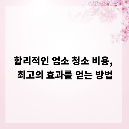 합리적인 업소 청소 비용, 최고의 효과를 얻는 방법