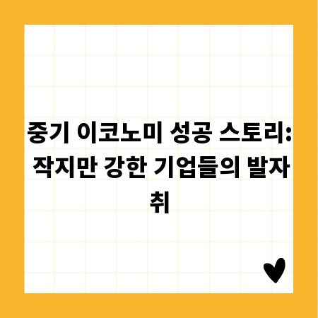 중기 이코노미 성공 스토리: 작지만 강한 기업들의 발자취