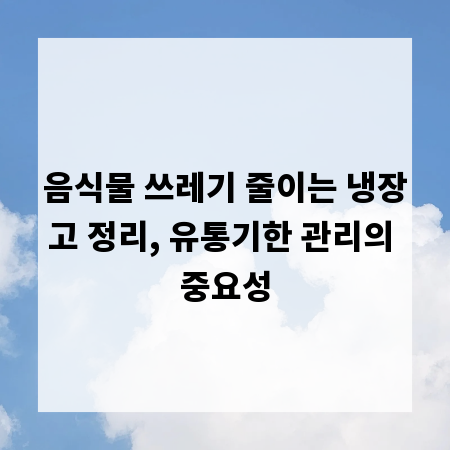 음식물 쓰레기 줄이는 냉장고 정리, 유통기한 관리의 중요성