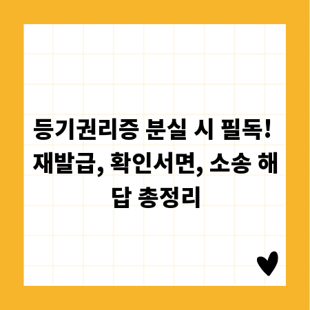 등기권리증 분실 시 필독! 재발급, 확인서면, 소송 해답 총정리