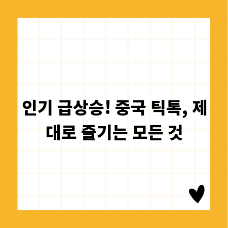 인기 급상승! 중국 틱톡, 제대로 즐기는 모든 것