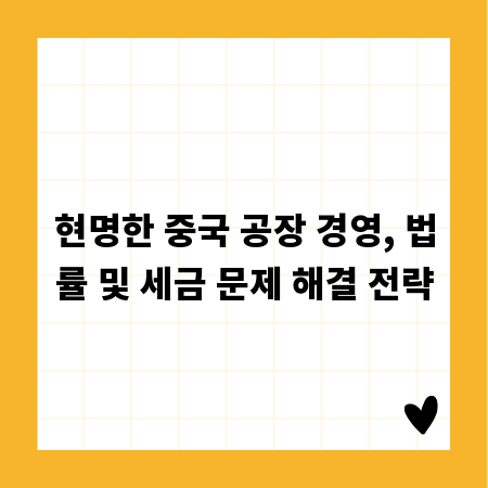 현명한 중국 공장 경영, 법률 및 세금 문제 해결 전략