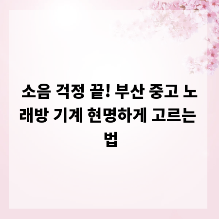 소음 걱정 끝! 부산 중고 노래방 기계 현명하게 고르는 법