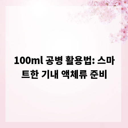 100ml 공병 활용법: 스마트한 기내 액체류 준비
