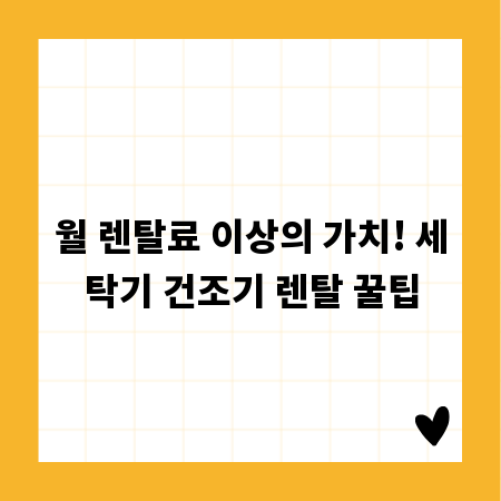 월 렌탈료 이상의 가치! 세탁기 건조기 렌탈 꿀팁