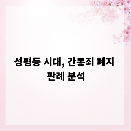성평등 시대, 간통죄 폐지 판례 분석