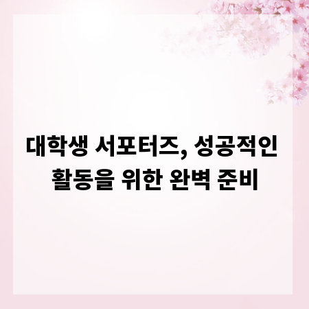 대학생 서포터즈, 성공적인 활동을 위한 완벽 준비
