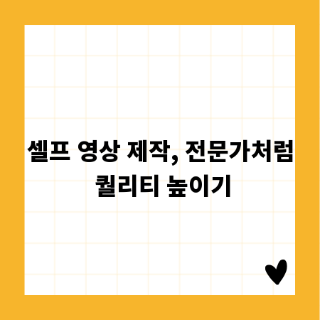 셀프 영상 제작, 전문가처럼 퀄리티 높이기