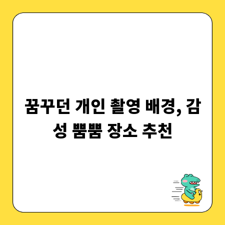 꿈꾸던 개인 촬영 배경, 감성 뿜뿜 장소 추천