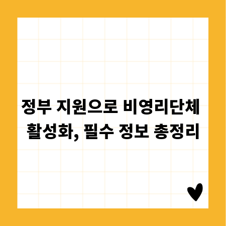 정부 지원으로 비영리단체 활성화, 필수 정보 총정리