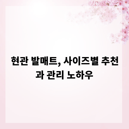 현관 발매트, 사이즈별 추천과 관리 노하우