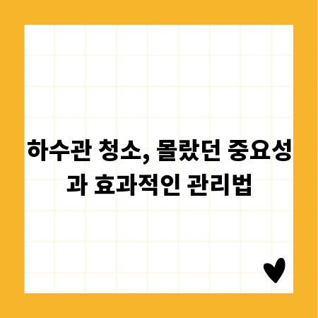하수관 청소, 몰랐던 중요성과 효과적인 관리법