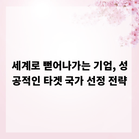 세계로 뻗어나가는 기업, 성공적인 타겟 국가 선정 전략