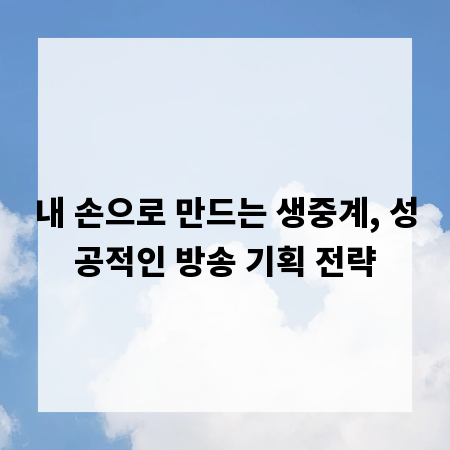 내 손으로 만드는 생중계, 성공적인 방송 기획 전략