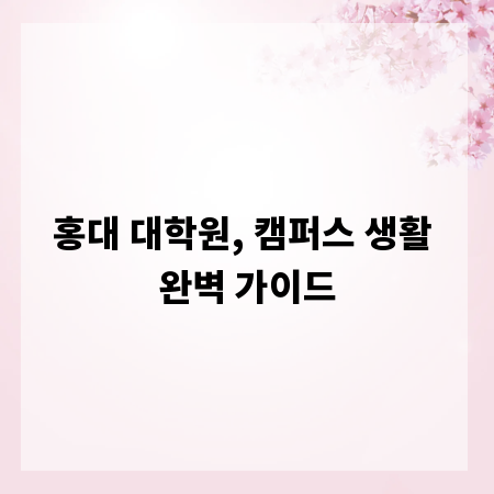 홍대 대학원, 캠퍼스 생활 완벽 가이드