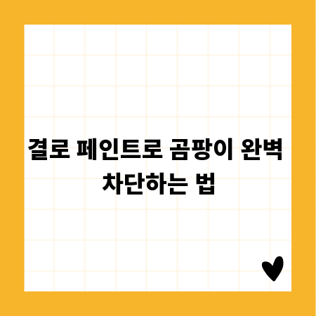 결로 페인트로 곰팡이 완벽 차단하는 법