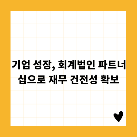 기업 성장, 회계법인 파트너십으로 재무 건전성 확보
