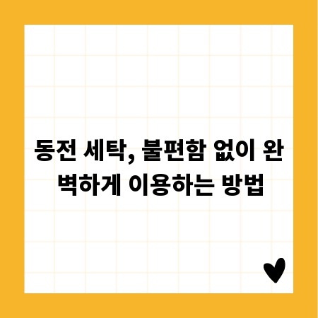 동전 세탁, 불편함 없이 완벽하게 이용하는 방법