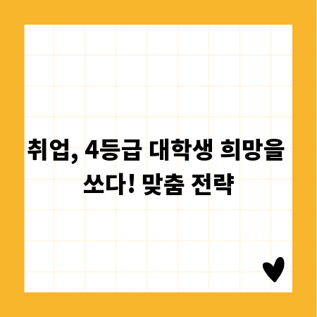 취업, 4등급 대학생 희망을 쏘다! 맞춤 전략