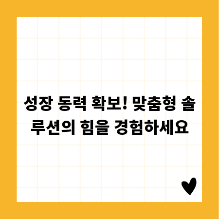 성장 동력 확보! 맞춤형 솔루션의 힘을 경험하세요