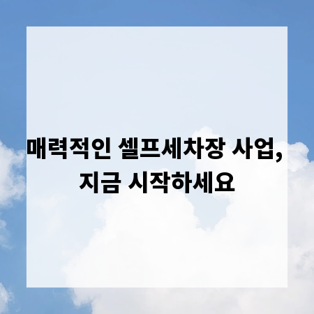 매력적인 셀프세차장 사업, 지금 시작하세요