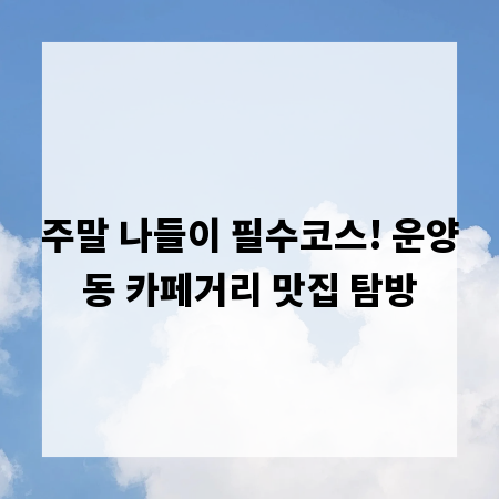 주말 나들이 필수코스! 운양동 카페거리 맛집 탐방