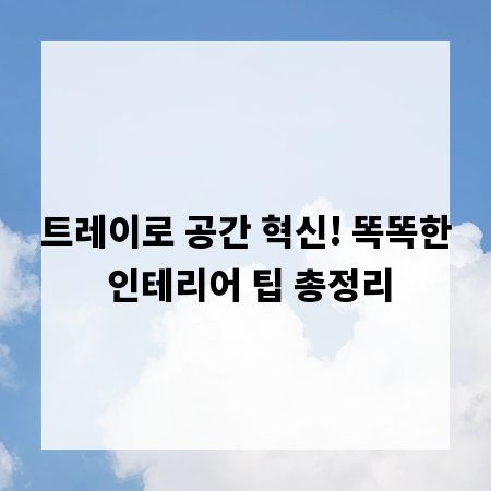 트레이로 공간 혁신! 똑똑한 인테리어 팁 총정리