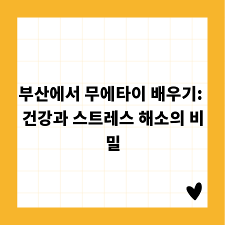 부산에서 무에타이 배우기: 건강과 스트레스 해소의 비밀