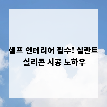 셀프 인테리어 필수! 실란트 실리콘 시공 노하우