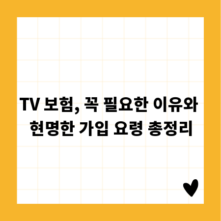 TV 보험, 꼭 필요한 이유와 현명한 가입 요령 총정리