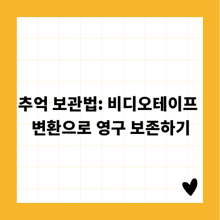 추억 보관법: 비디오테이프 변환으로 영구 보존하기