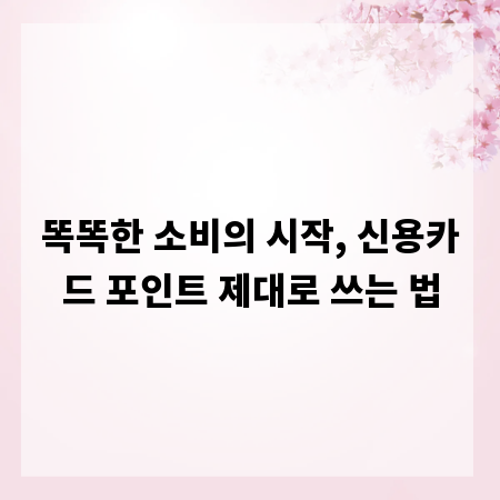 똑똑한 소비의 시작, 신용카드 포인트 제대로 쓰는 법