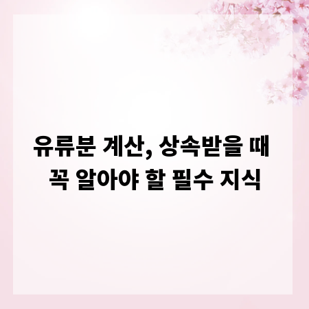 유류분 계산, 상속받을 때 꼭 알아야 할 필수 지식
