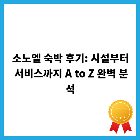소노엘 숙박 후기: 시설부터 서비스까지 A to Z 완벽 분석