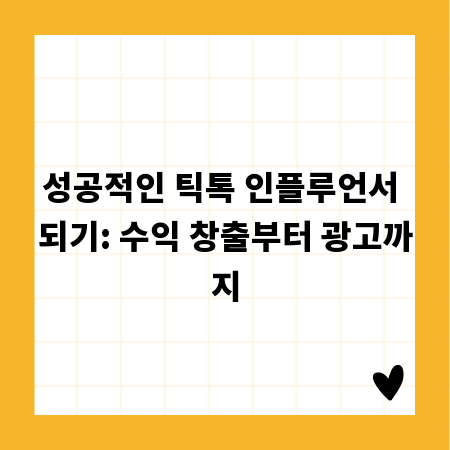성공적인 틱톡 인플루언서 되기: 수익 창출부터 광고까지