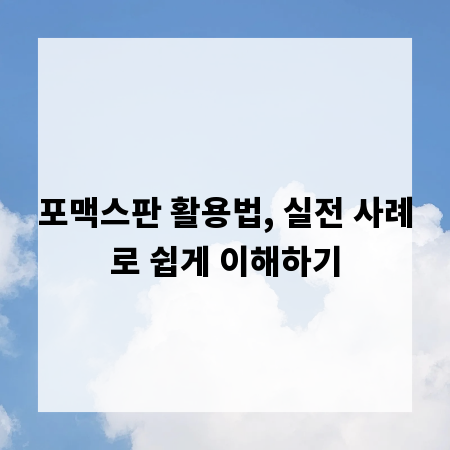 포맥스판 활용법, 실전 사례로 쉽게 이해하기