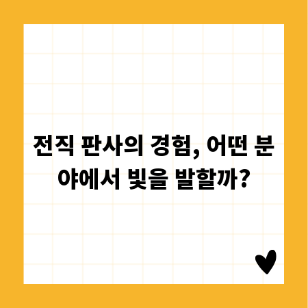 전직 판사의 경험, 어떤 분야에서 빛을 발할까?