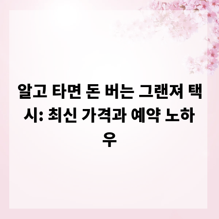 알고 타면 돈 버는 그랜져 택시: 최신 가격과 예약 노하우