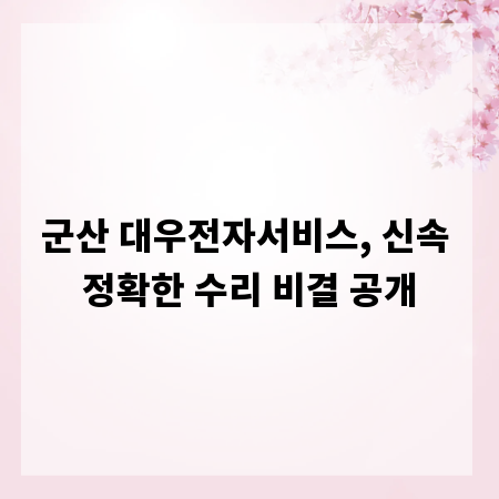 군산 대우전자서비스, 신속 정확한 수리 비결 공개