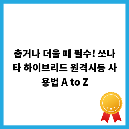 춥거나 더울 때 필수! 쏘나타 하이브리드 원격시동 사용법 A to Z