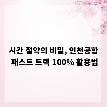 시간 절약의 비밀, 인천공항 패스트 트랙 100% 활용법