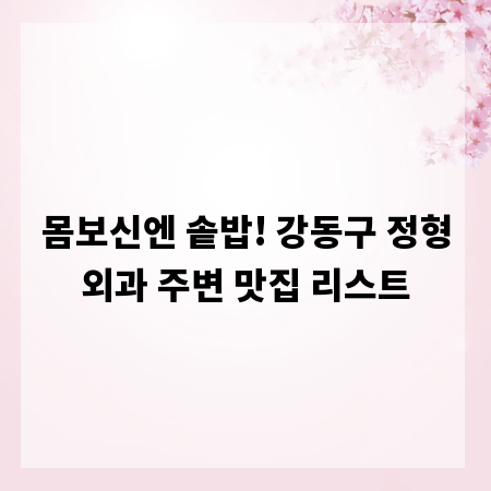 몸보신엔 솥밥! 강동구 정형외과 주변 맛집 리스트