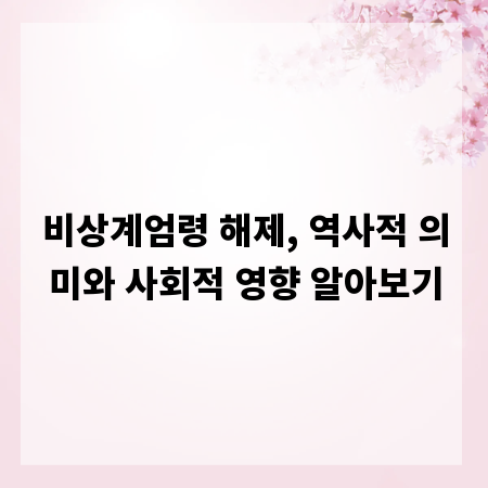 비상계엄령 해제, 역사적 의미와 사회적 영향 알아보기
