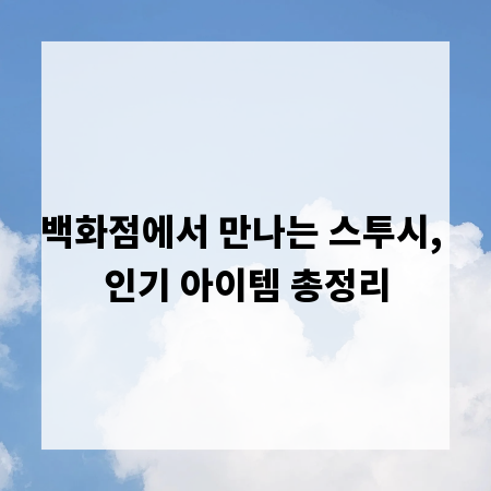 백화점에서 만나는 스투시, 인기 아이템 총정리