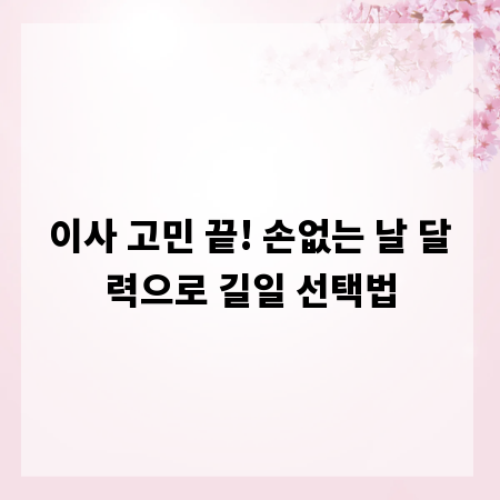 이사 고민 끝! 손없는 날 달력으로 길일 선택법