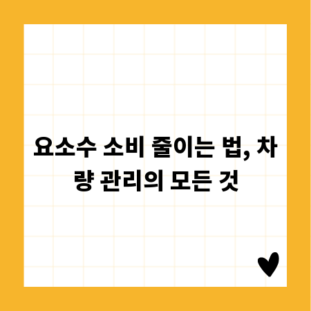 요소수 소비 줄이는 법, 차량 관리의 모든 것