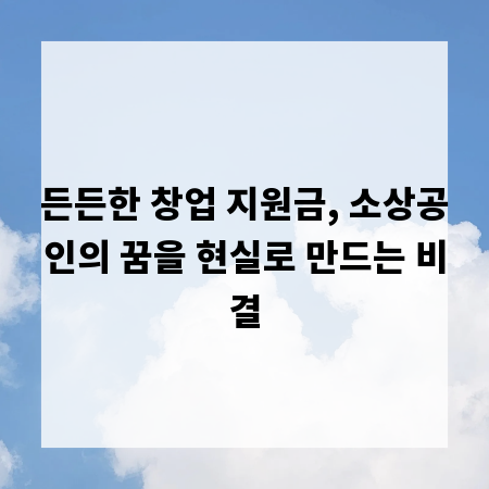 든든한 창업 지원금, 소상공인의 꿈을 현실로 만드는 비결